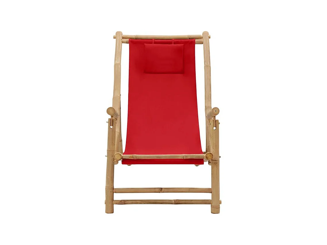 Chaise de terrasse Bambou et toile Rouge