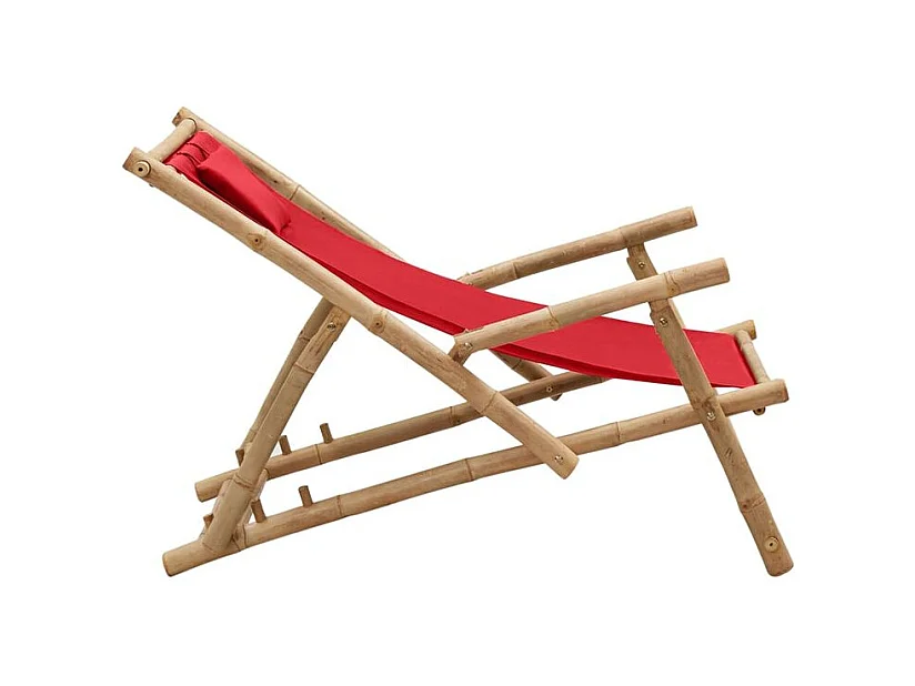 Chaise de terrasse Bambou et toile Rouge