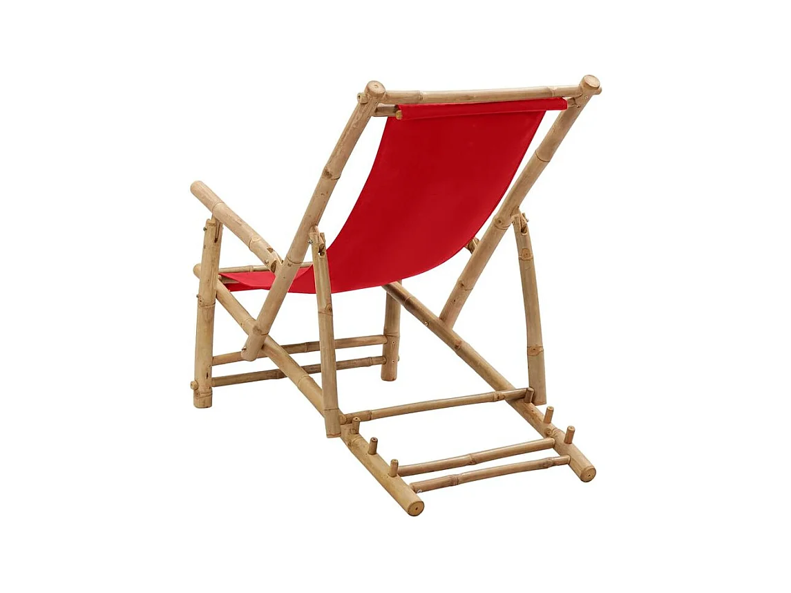 Chaise de terrasse Bambou et toile Rouge