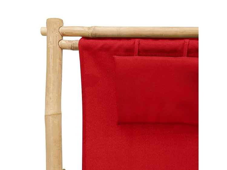 Chaise de terrasse Bambou et toile Rouge