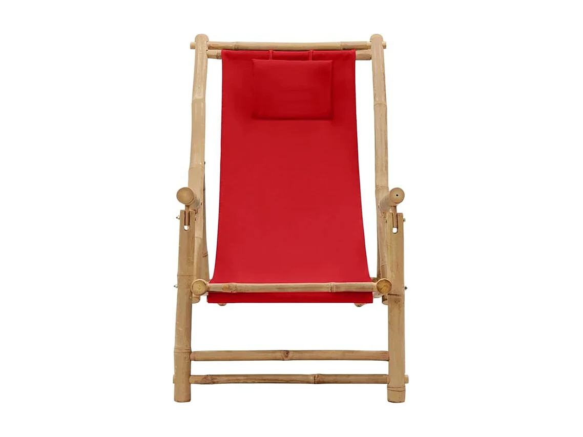 Chaise de terrasse Bambou et toile Rouge