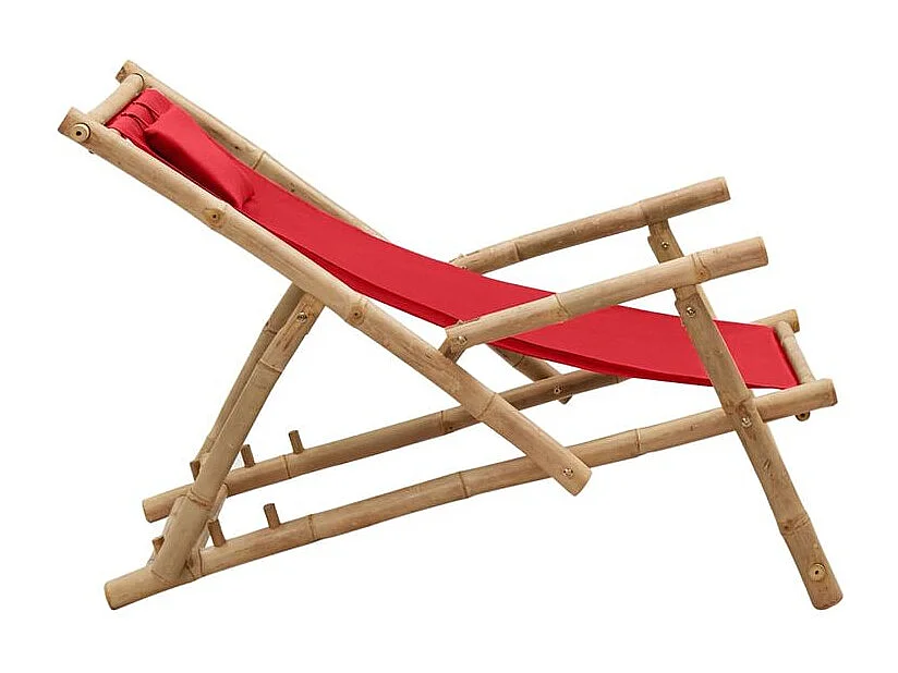 Chaise de terrasse Bambou et toile Rouge