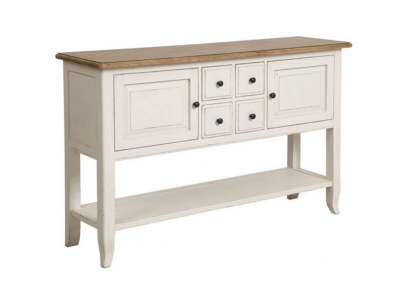 Console d'entrée 4 tiroirs 2 portes Bois Blanc - Manoir Interior's