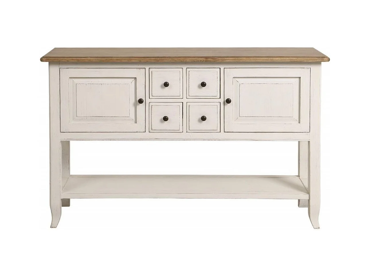 Console d'entrée 4 tiroirs 2 portes Bois Blanc - Manoir Interior's
