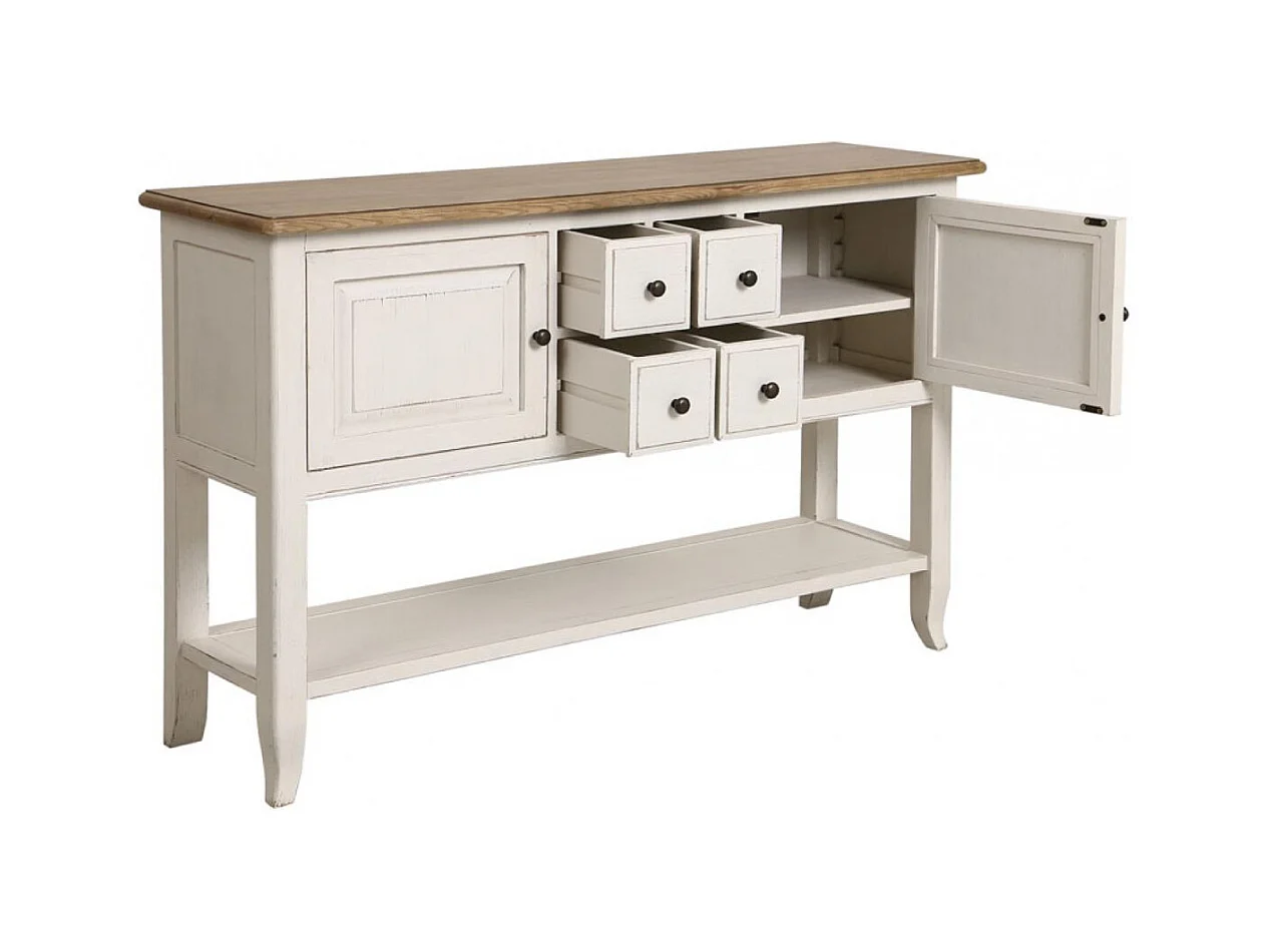 Console d'entrée 4 tiroirs 2 portes Bois Blanc - Manoir Interior's
