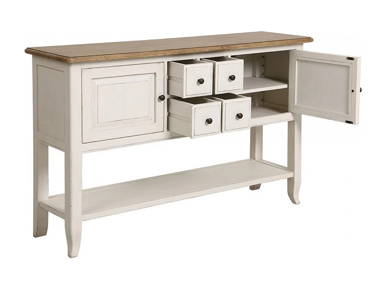 Console d'entrée 4 tiroirs 2 portes Bois Blanc - Manoir Interior's