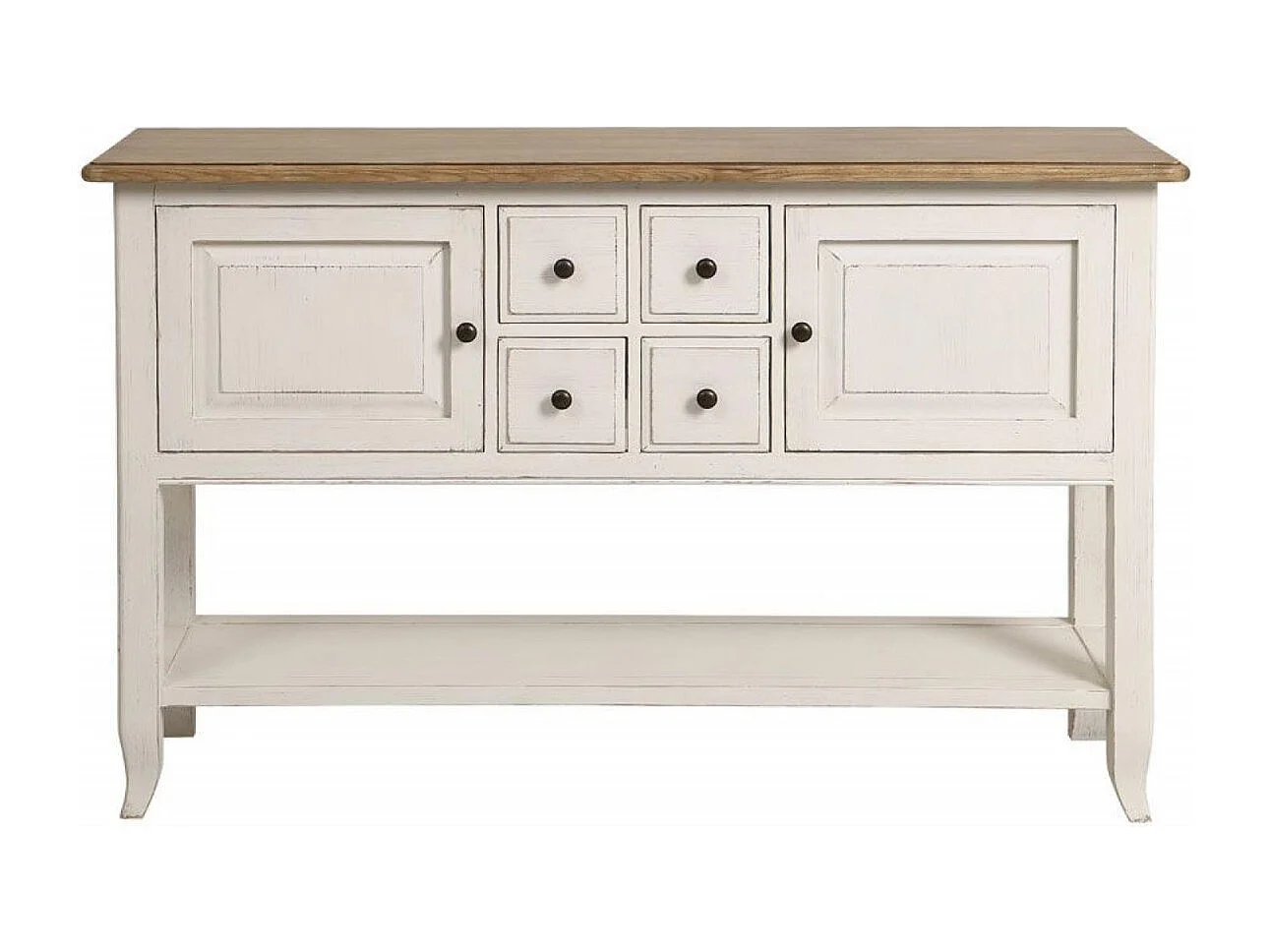 Console d'entrée 4 tiroirs 2 portes Bois Blanc - Manoir Interior's