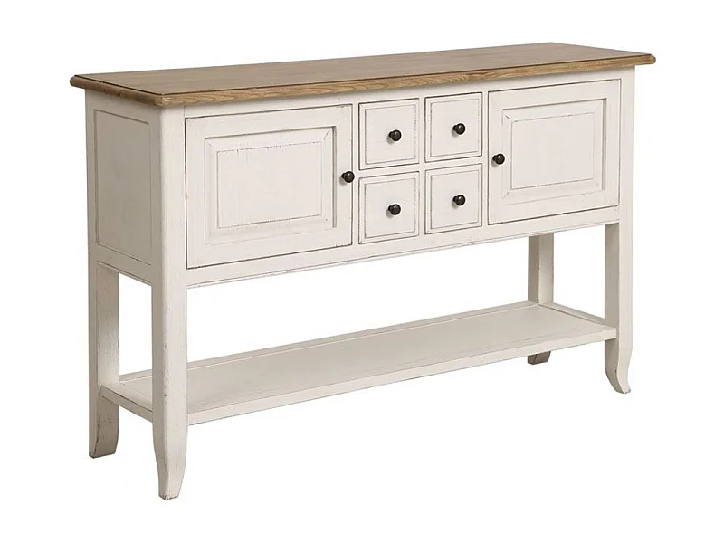 Console d'entrée 4 tiroirs 2 portes Bois Blanc - Manoir Interior's
