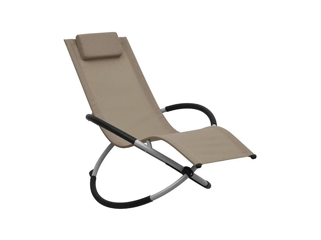 Chaise longue enfant textilène taupe et métal gris Ardec