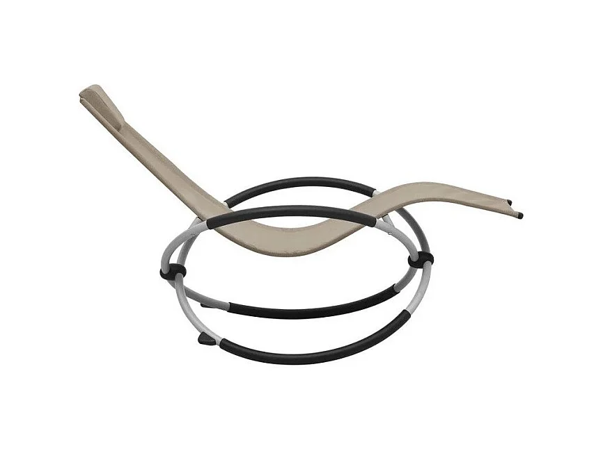 Chaise longue enfant textilène taupe et métal gris Ardec