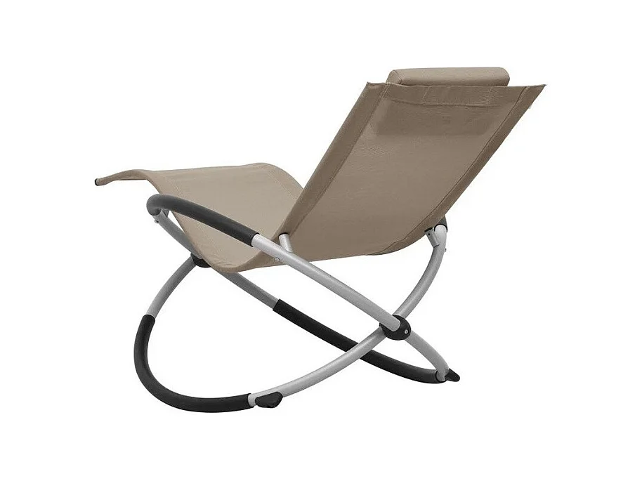 Chaise longue enfant textilène taupe et métal gris Ardec
