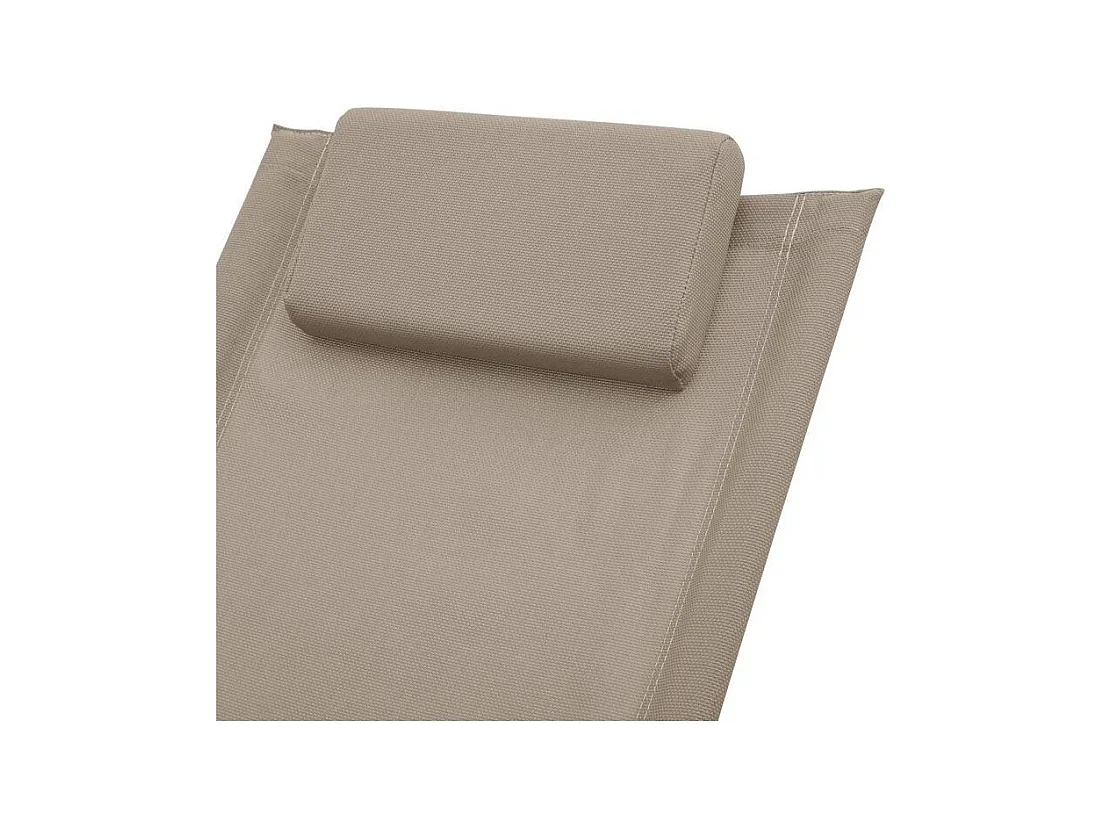 Chaise longue enfant textilène taupe et métal gris Ardec