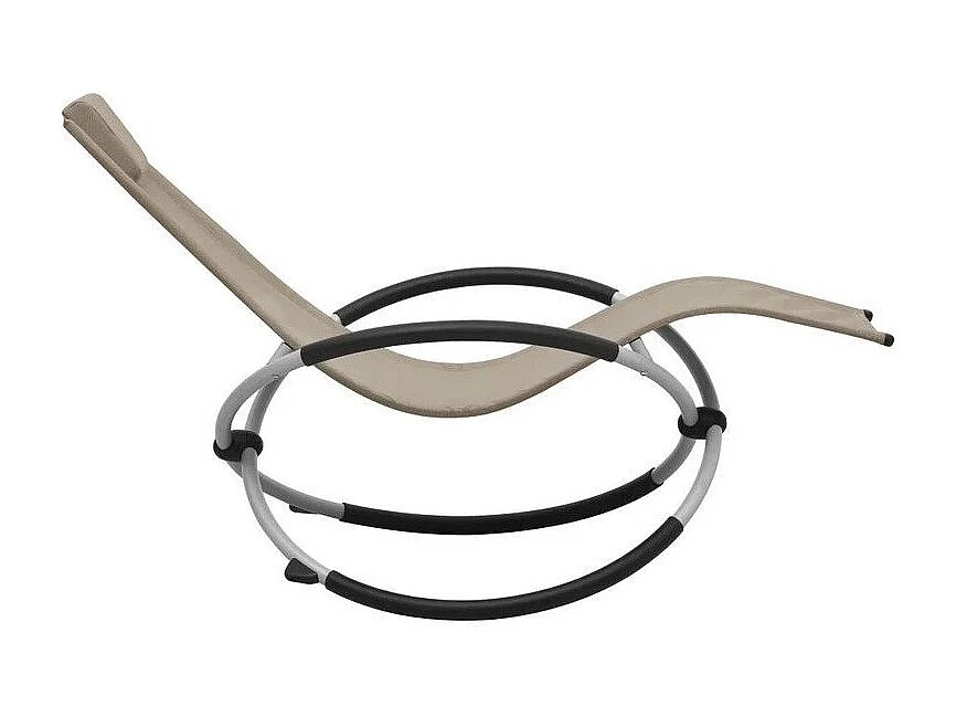 Chaise longue enfant textilène taupe et métal gris Ardec