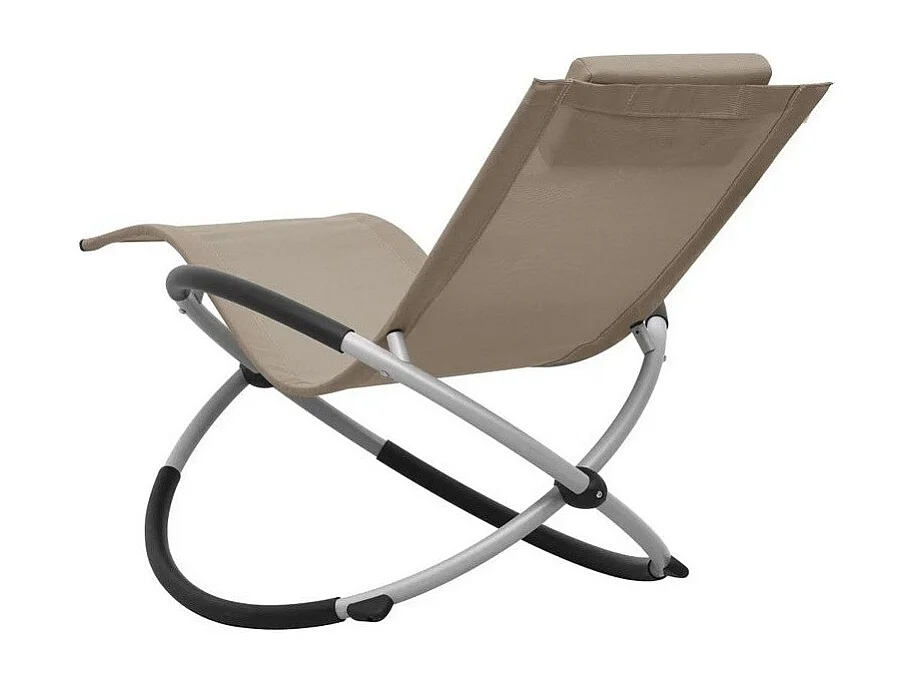 Chaise longue enfant textilène taupe et métal gris Ardec
