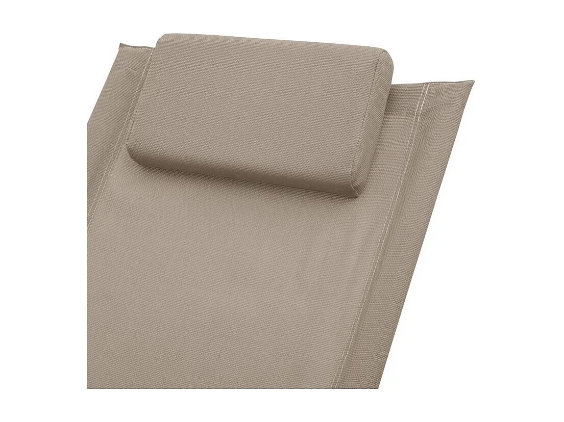 Chaise longue enfant textilène taupe et métal gris Ardec