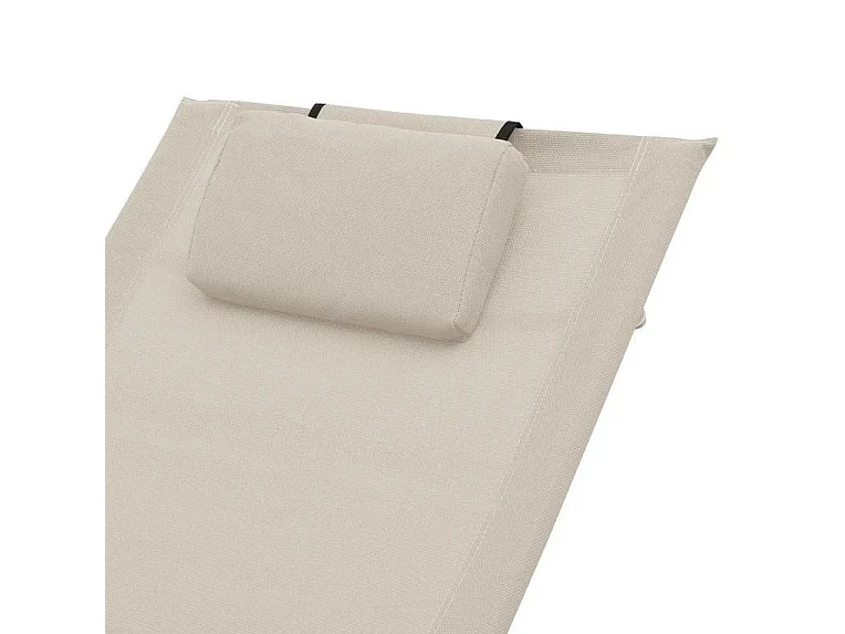 Chaise longue à bascule textilène beige et métal gris Tinoo