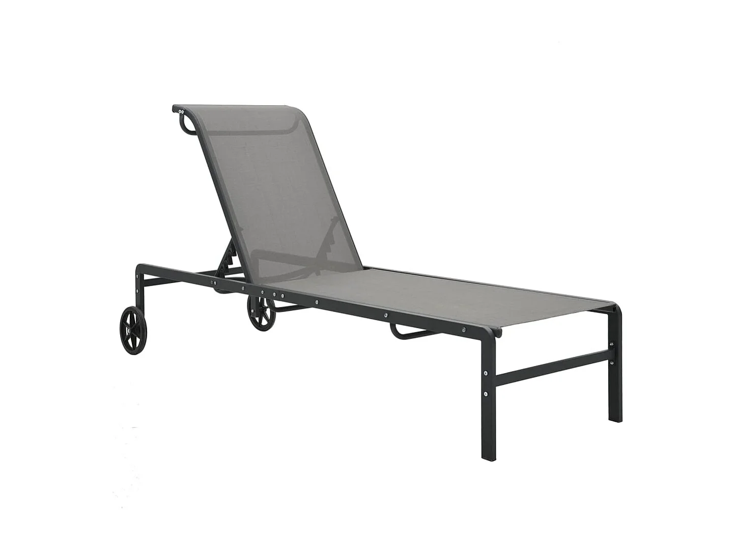 Chaises longues lot de 2 avec table Textilène et acier