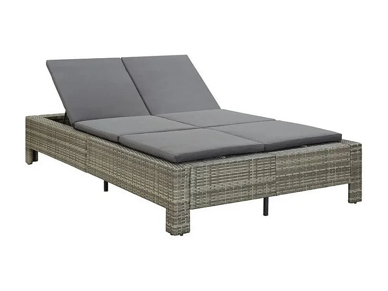 Lit de jardin tissu et résine tressée gris Daget