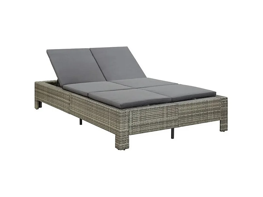 Lit de jardin tissu et résine tressée gris Daget