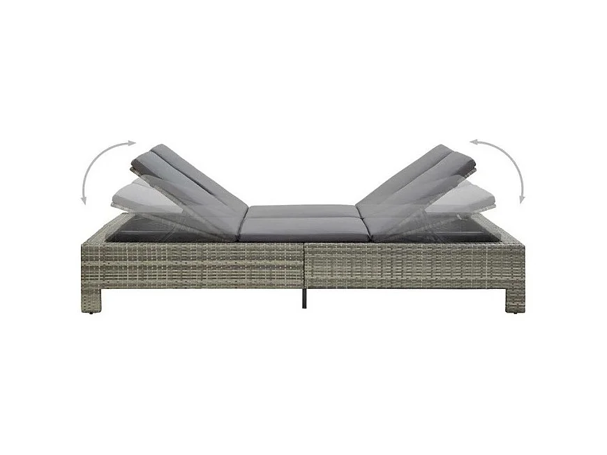 Lit de jardin tissu et résine tressée gris Daget