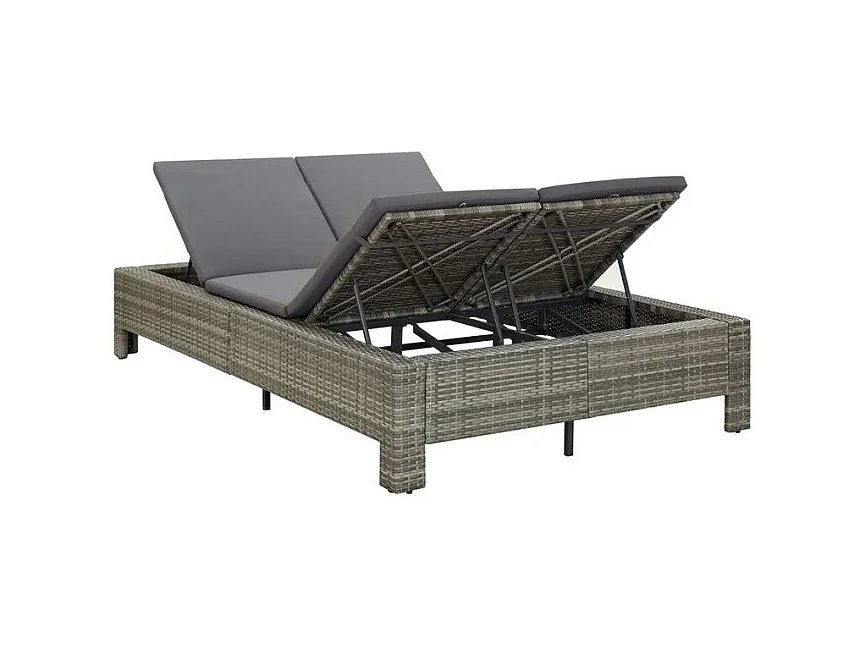 Lit de jardin tissu et résine tressée gris Daget