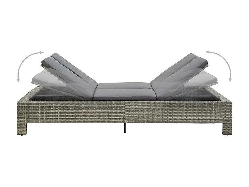 Lit de jardin tissu et résine tressée gris Daget