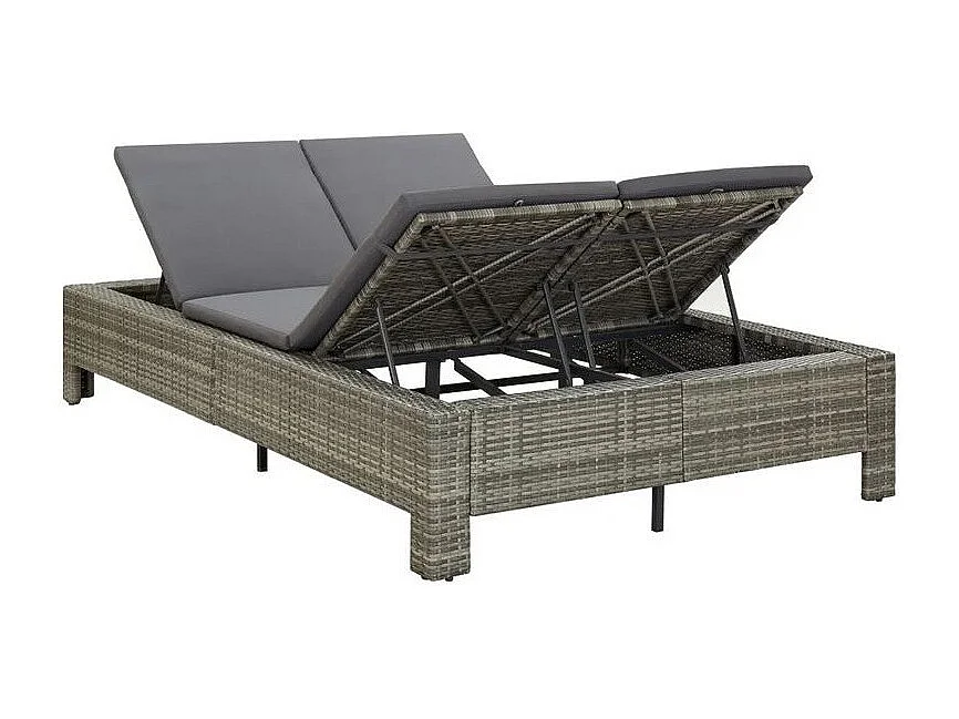 Lit de jardin tissu et résine tressée gris Daget