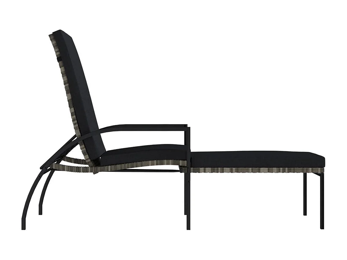 Chaise longue avec repose-pied Résine tressée Gris