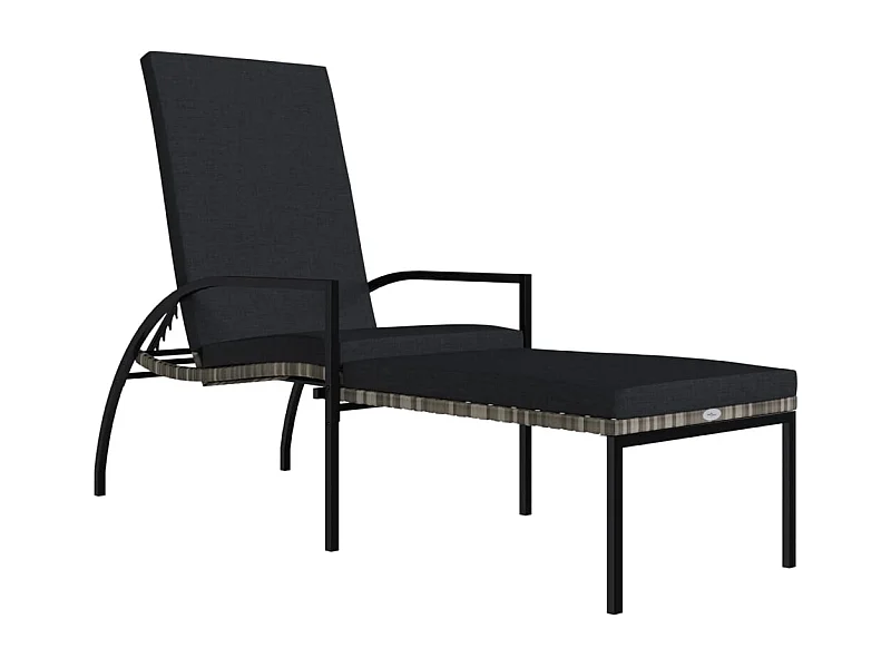 Chaise longue avec repose-pied Résine tressée Gris