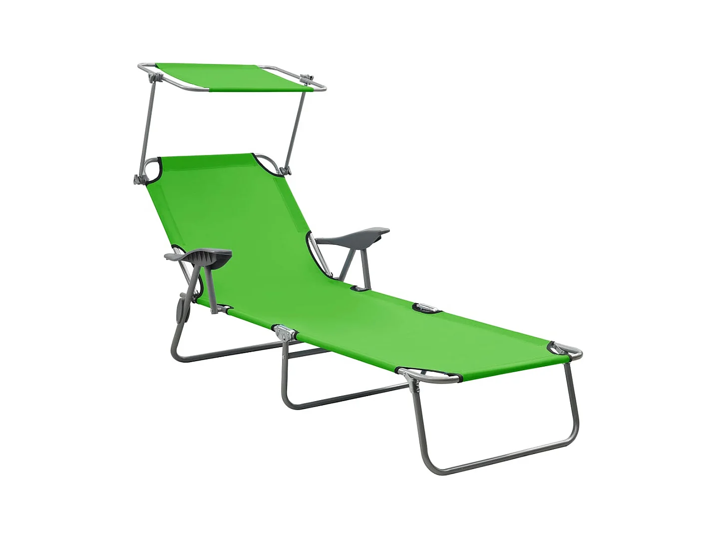 Chaise longue avec auvent Acier Vert