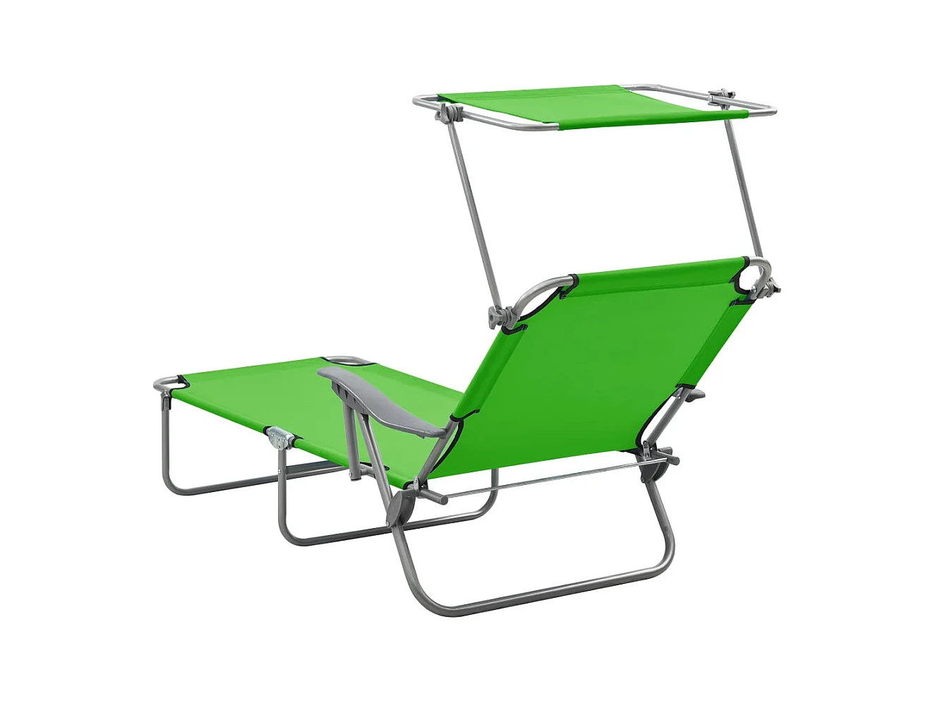 Chaise longue avec auvent Acier Vert