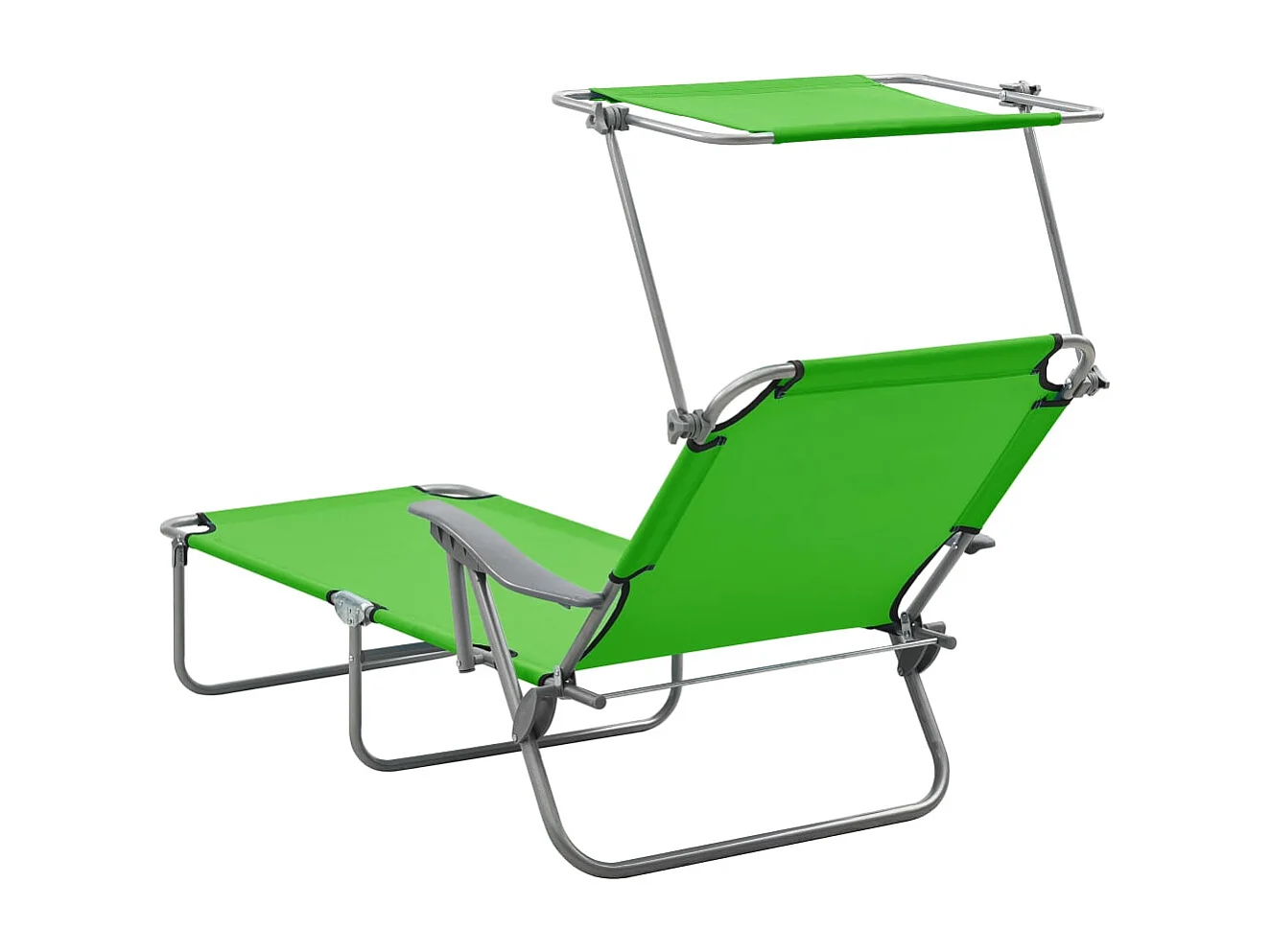 Chaise longue avec auvent Acier Vert