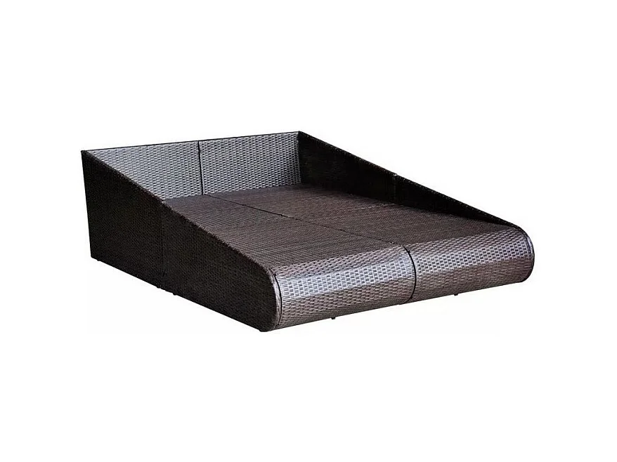 Lit de jardin résine tressée marron et polyester blanc Imia 2