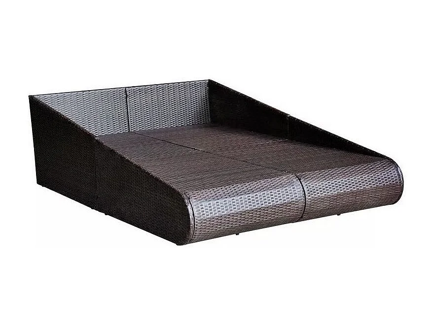 Lit de jardin résine tressée marron et polyester blanc Imia 2