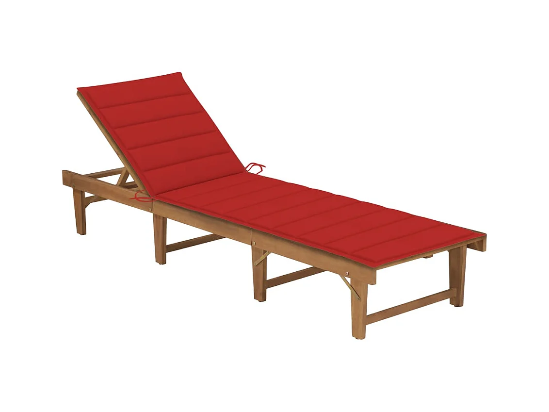 Chaise longue pliable avec coussin Bois d'acacia solide 11