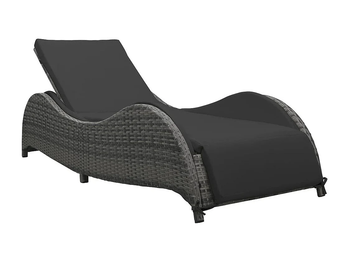Chaise longue avec coussin Résine tressée Anthracite