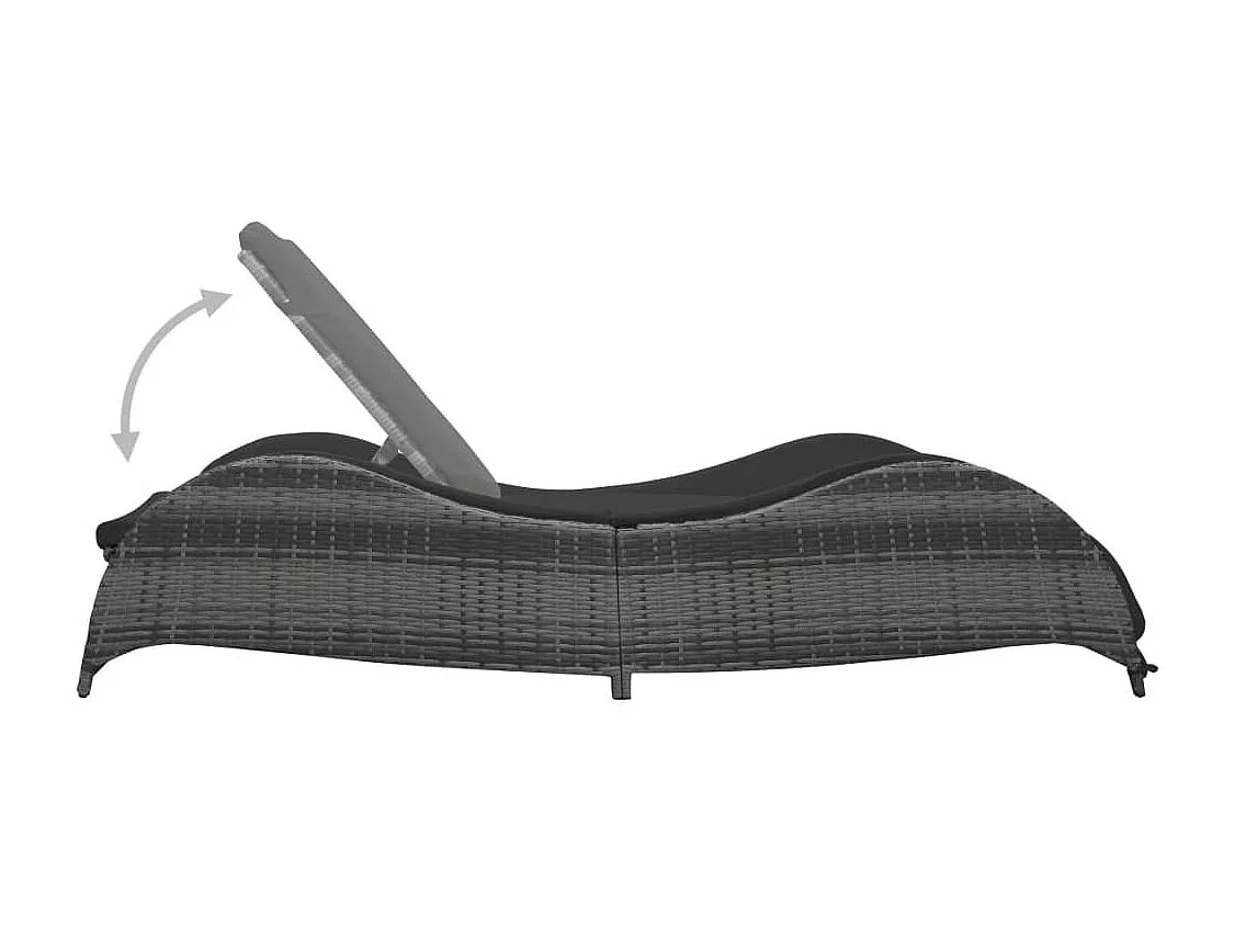 Chaise longue avec coussin Résine tressée Anthracite