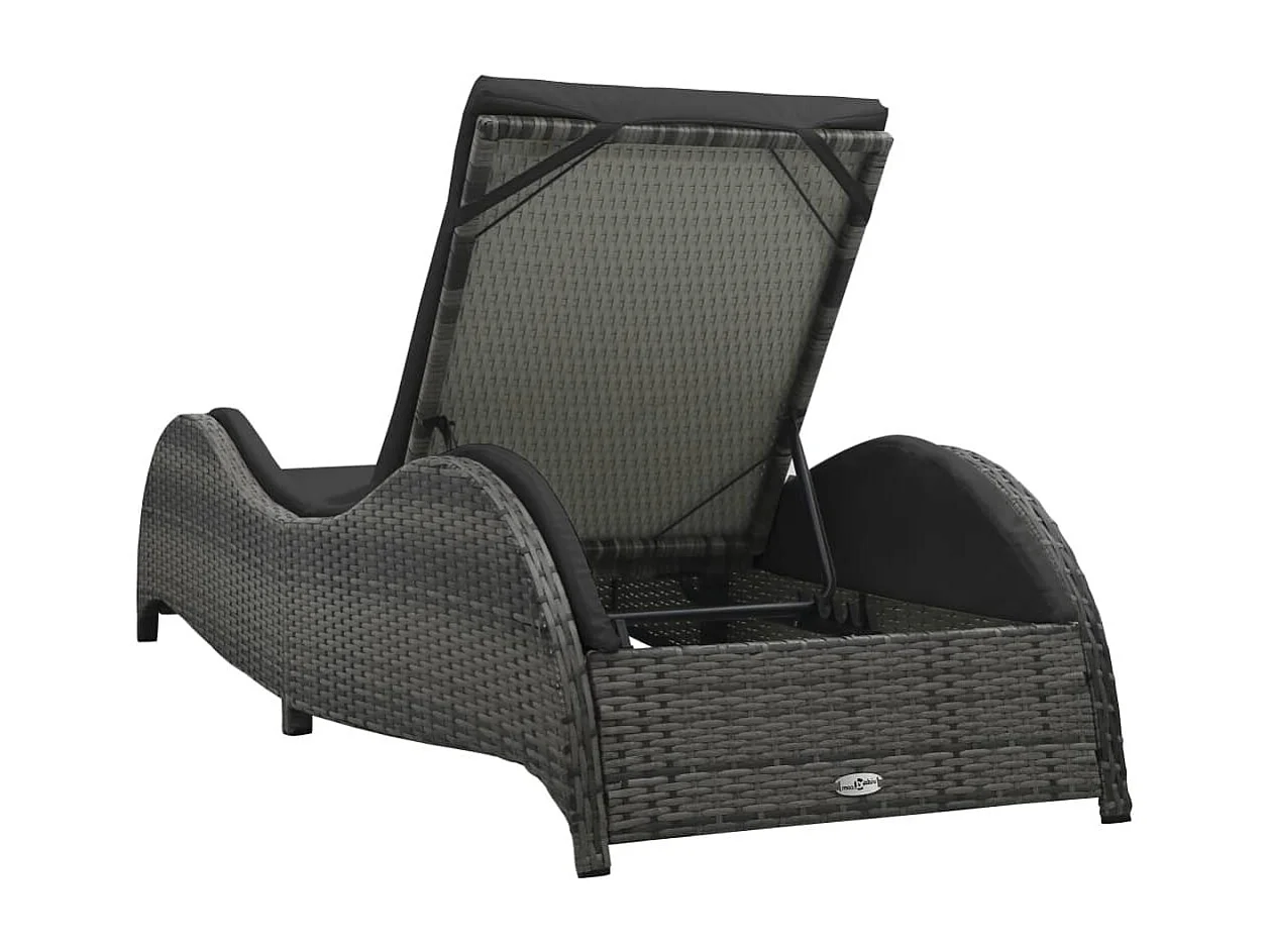 Chaise longue avec coussin Résine tressée Anthracite