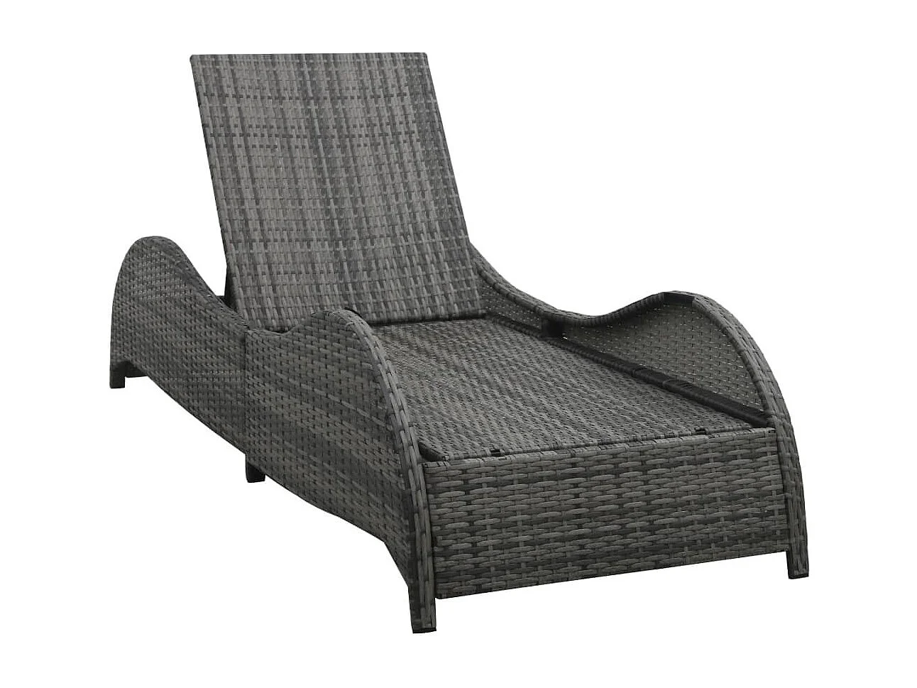Chaise longue avec coussin Résine tressée Anthracite