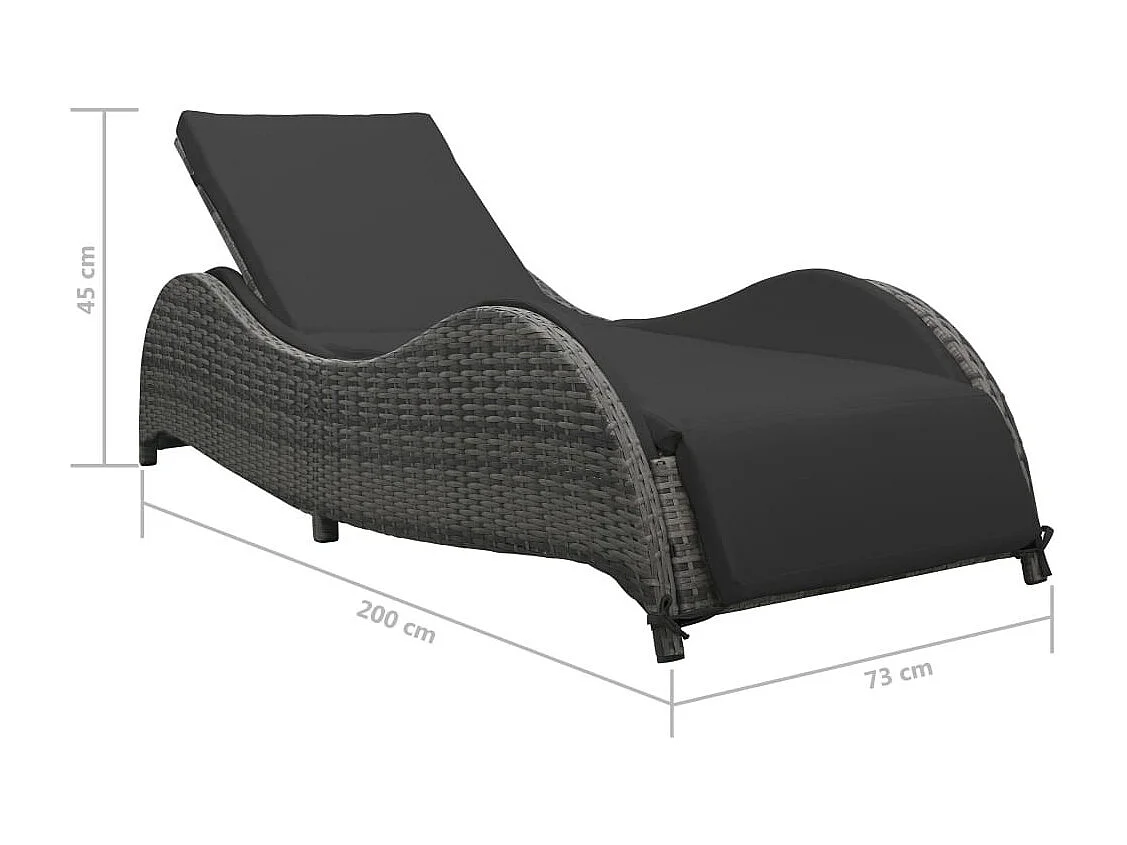 Chaise longue avec coussin Résine tressée Anthracite