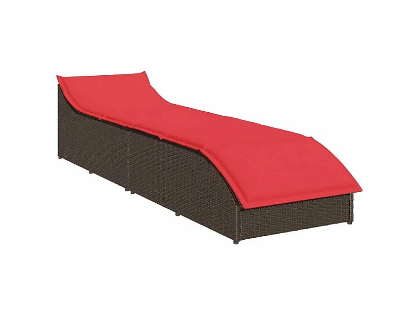 Chaise longue pliante coussin rangement marron résine tressée