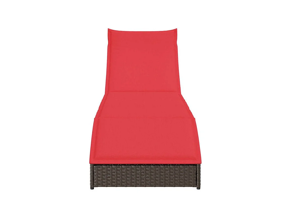 Chaise longue pliante coussin rangement marron résine tressée