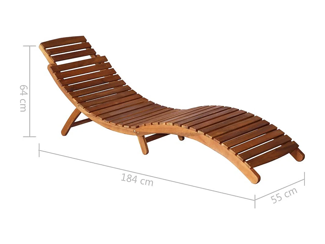 Chaise longue de jardin avec table et coussin Bois d'acacia 2