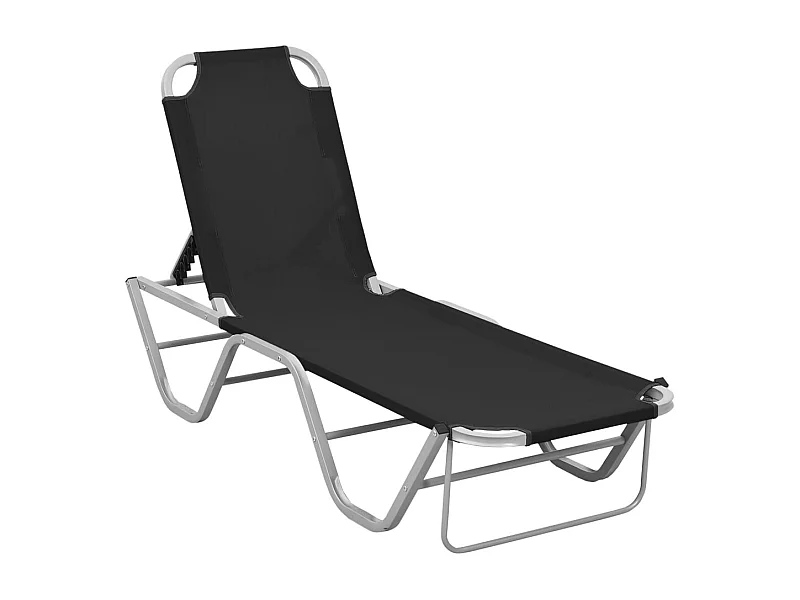 Chaise longue Aluminium et textilène Noir
