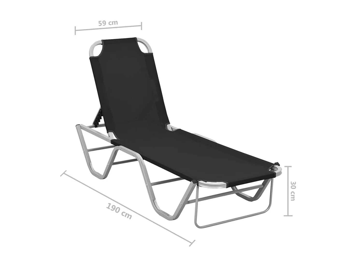 Chaise longue Aluminium et textilène Noir
