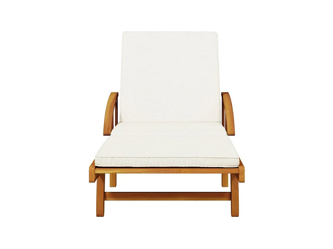 Chaise longue avec coussin et table bois d'acacia massif