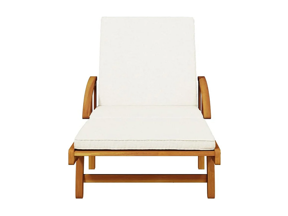 Chaise longue avec coussin et table bois d'acacia massif