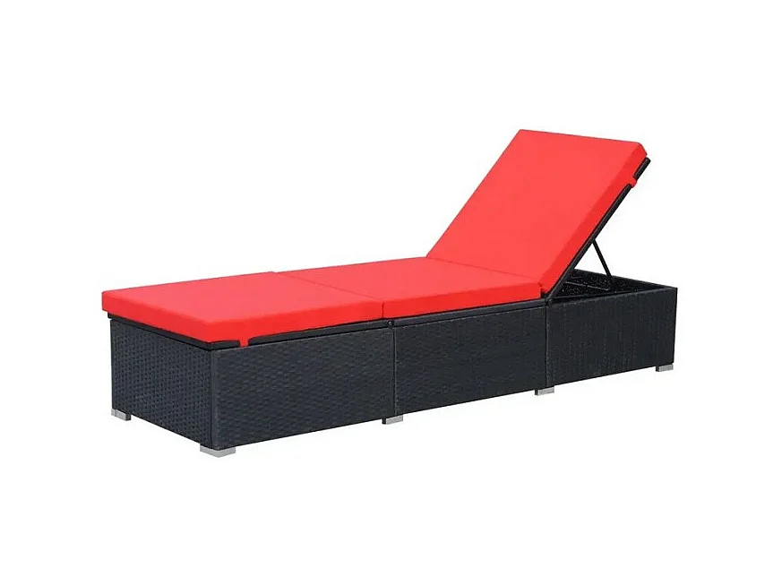 Chaise longue polyester rouge et résine noire Imia