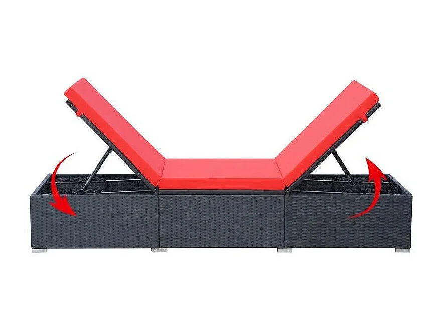 Chaise longue polyester rouge et résine noire Imia