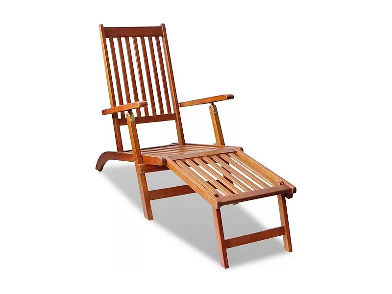 Chaise longue pliable acacia massif foncé Sikash